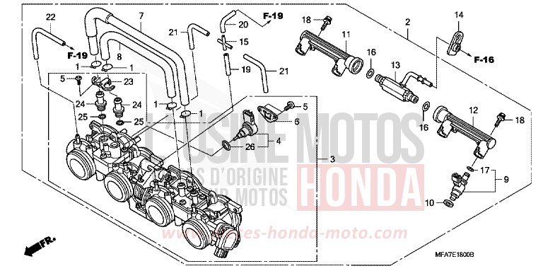 THROTTLE BODY for CBF1000 ABS QUASAR SILVER METALLIC (NHA48) from 2007